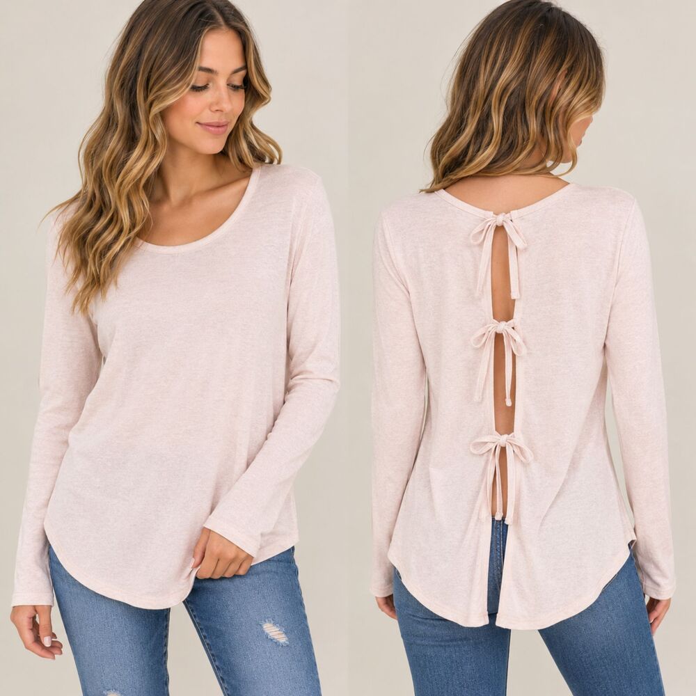 Aerie Just Add Leggings Top Small Blush Pink Open Back Tie Bow Balletcore S